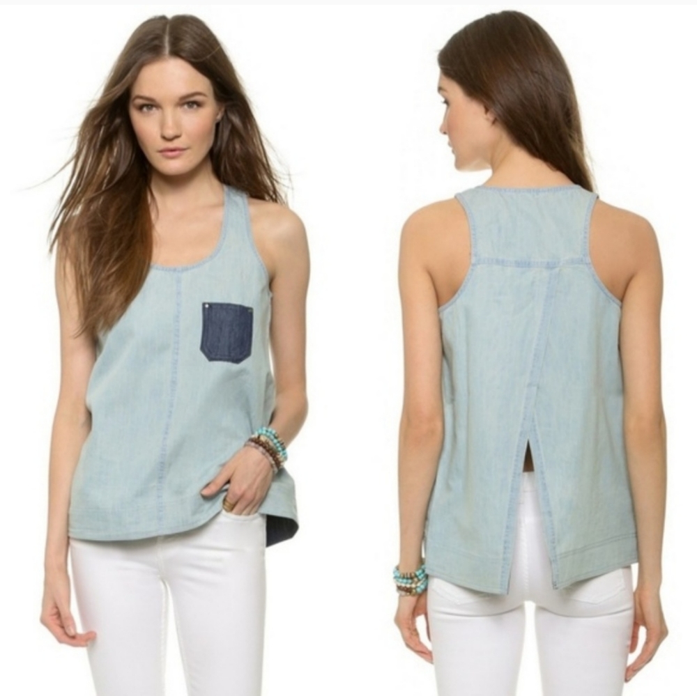 NWT Jack by BB Dakota Miro Chambray Pocket Tank